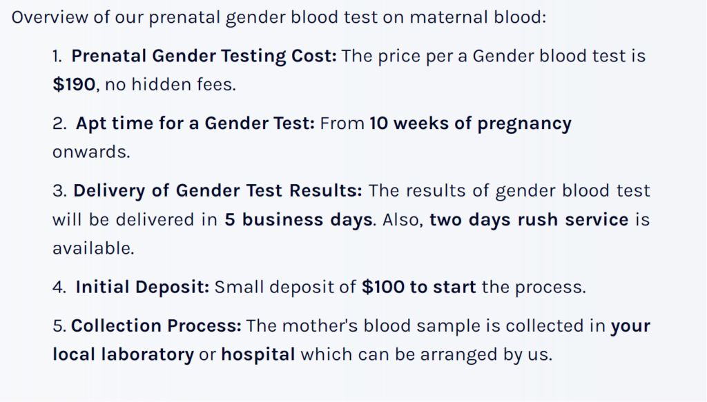 Prenatal Genetics Laboratory gender test overview