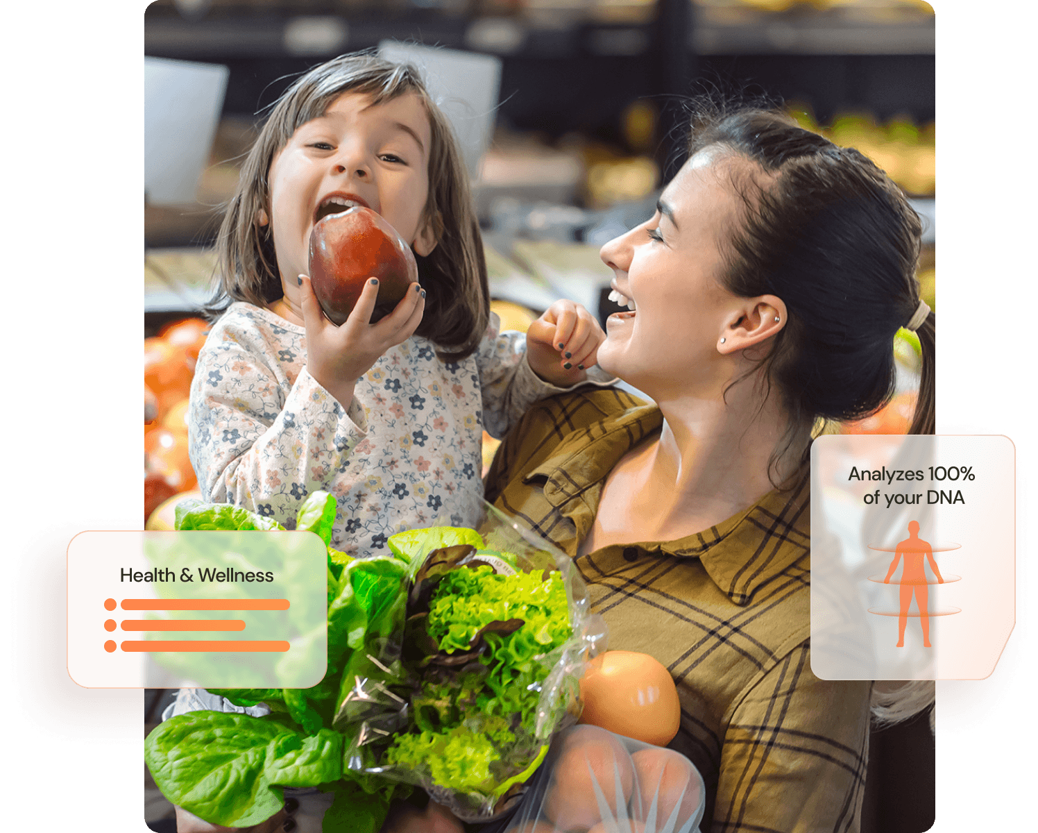 Mother and daughter shopping for fresh produce
